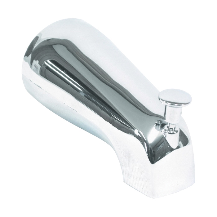 P-526C Bathtub Spout with Diverter, 12.63 in L, 1/2 in Connection, NPT, Plastic, Chrome-Plated