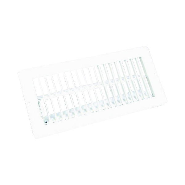 V-102WB Floor Register, 9/16 in L, 5-3/8 in W, Steel, White, Painted