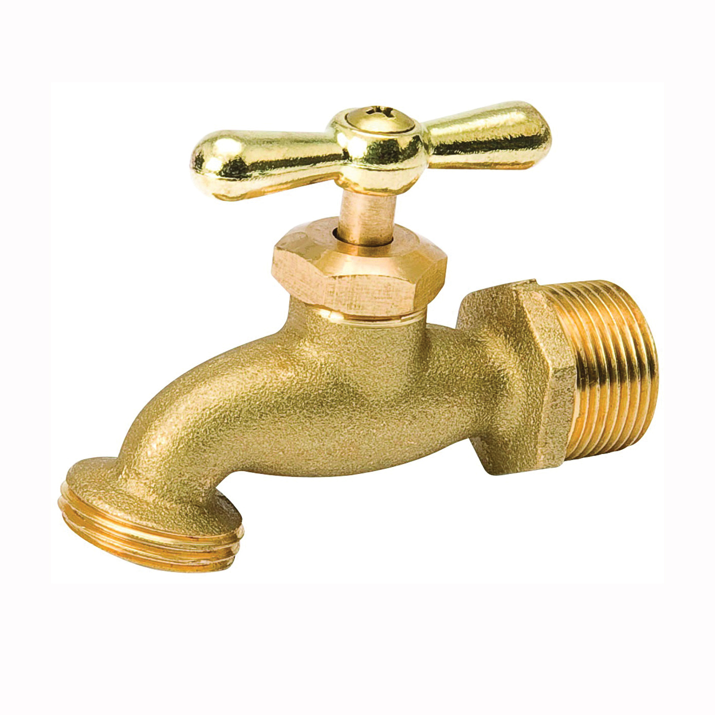 103-004 Standard Hose Bibb, 3/4 x 3/4 in Connection, MPT x Male Hose, 125 psi Pressure, Brass Body, Rough