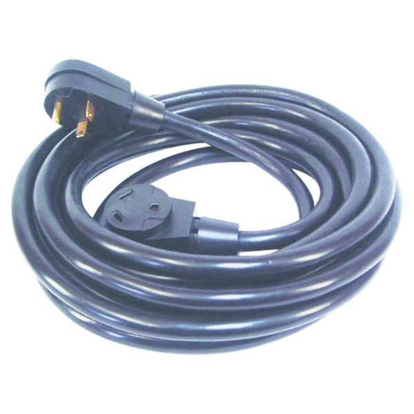 RV-687 Extension Cord, 10 AWG Cable, 25 ft L, Plug, Female, Black Jacket