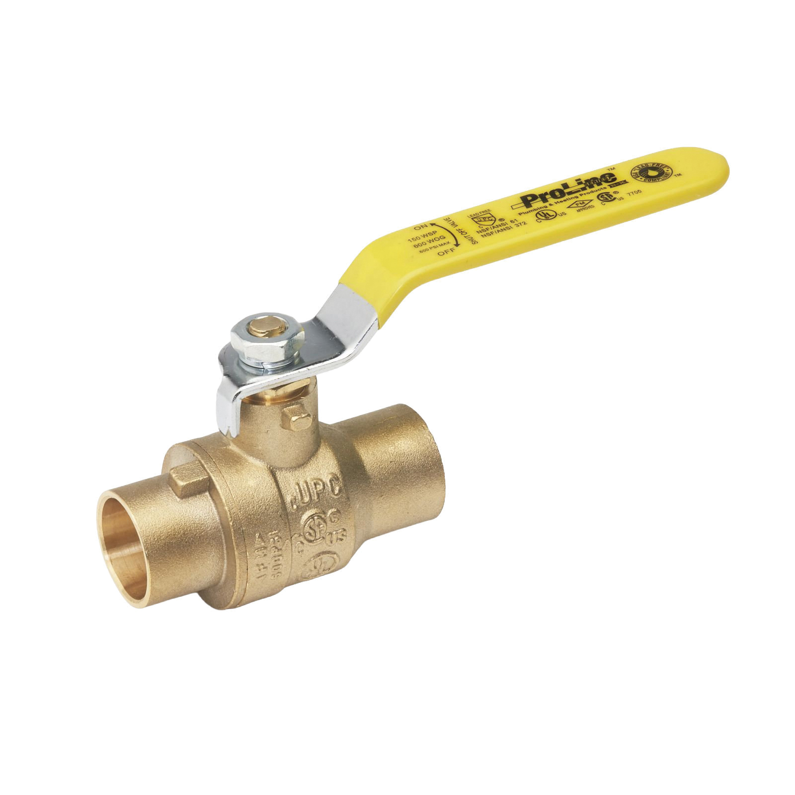 ProLine Series 107-847NL Ball Valve, 1-1/2 in Connection, Sweat, 600/150 psi Pressure, Manual Actuator, Brass Body