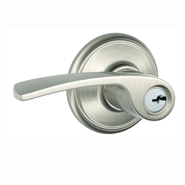 Merano Series F51AV MER 619 Entry Lever, Mechanical Lock, Satin Nickel, Metal, Residential, 2 Grade