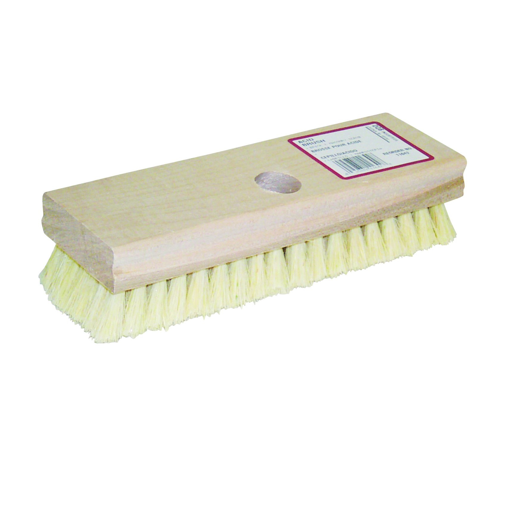 11642 Acid Scrub Brush, 8 in Brush, 1-1/16 in Trim, 1-1/16 in L Trim, Tampico Trim, Hardwood Handle, 8 in OAL