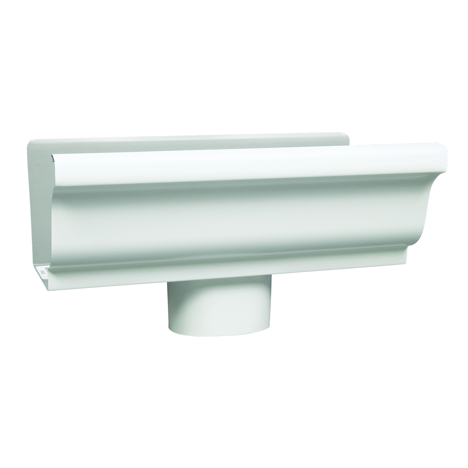 27010 Gutter End with Drop, 3-1/2 in H x 5 in W x 10 in L, K-Style Gutter System, Aluminum, White