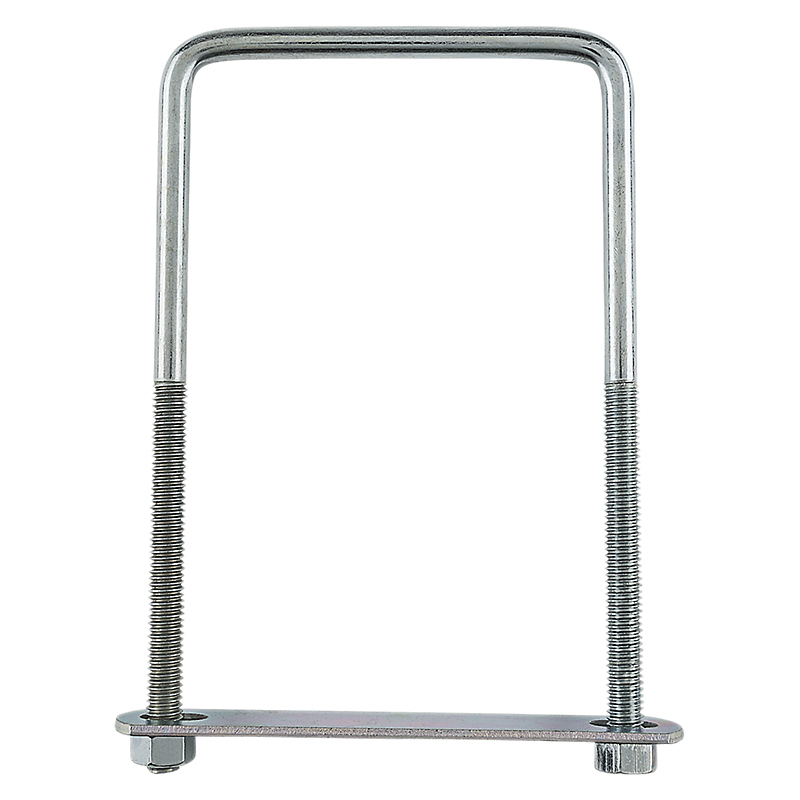 N222-406 Square U-Bolt, 3/8-16 Thread, 3-3/4 in L Thread, Steel, Zinc
