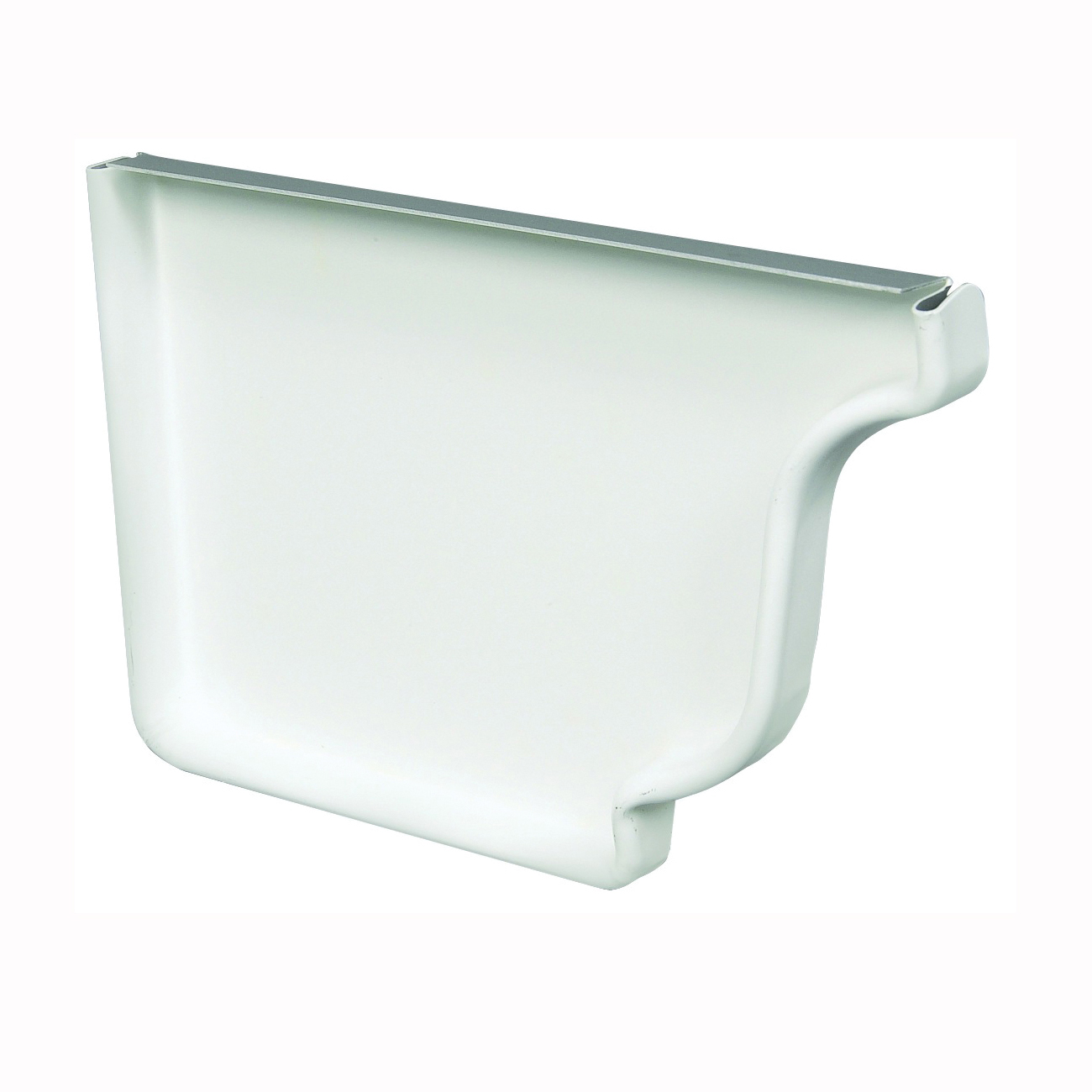 27005 Gutter Left End Cap, 3-1/2 in H x 5 in W x 1/2 in L, K-Style Gutter System, Aluminum, White