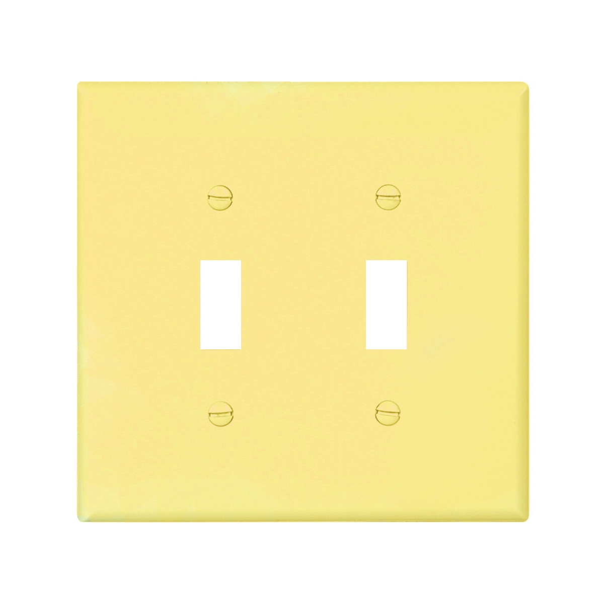 Wiring Devices PJ2V Switch Wallplate, 4-7/8 in L, 4.94 in W, 2-Gang, Polycarbonate, Ivory, High-Gloss