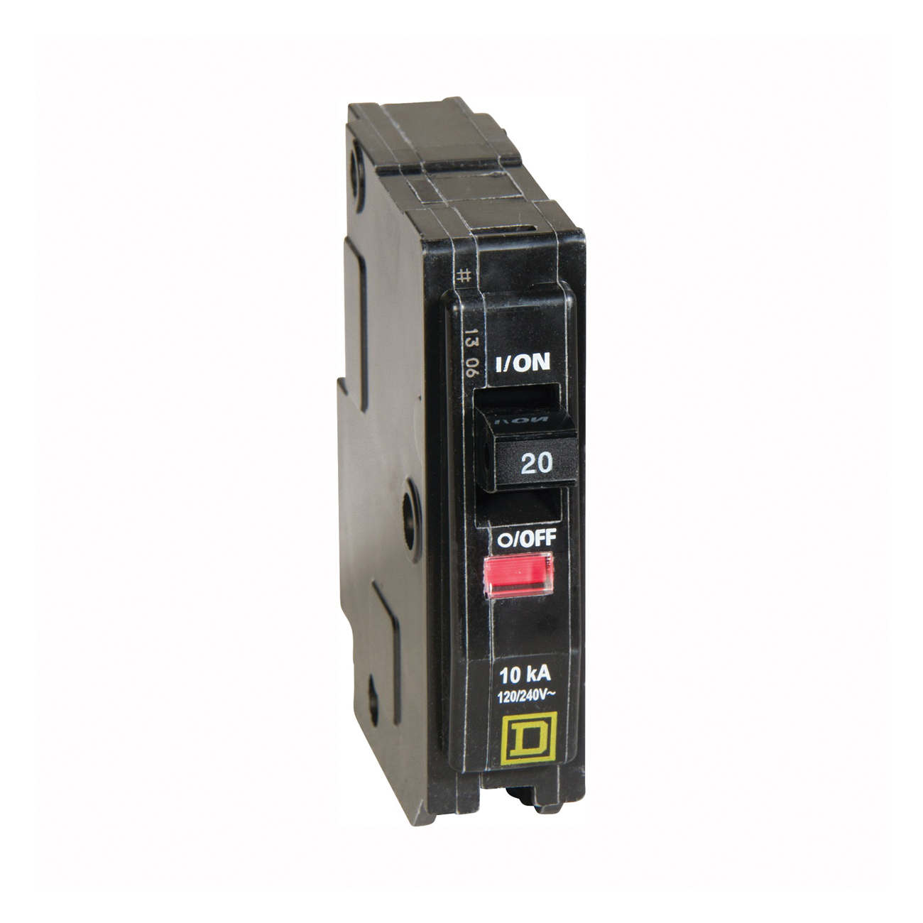 QO QO120CP Circuit Breaker, Mini, 20 Amp, 1 -Pole, 120/240 VAC, 48 VDC, Fixed Trip, Plug Mounting