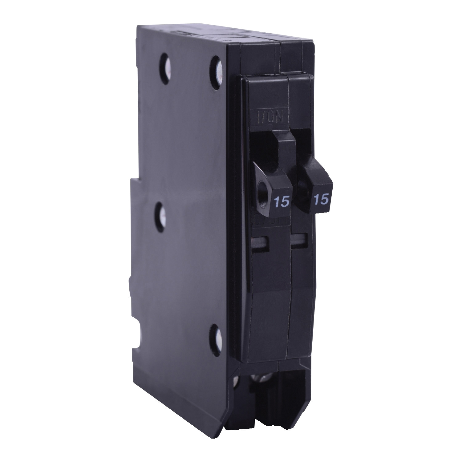 QOT1515CP Miniature Circuit Breaker, Tandem, 15 A, 1-Pole, 120/240 V, Plug Mounting, Black