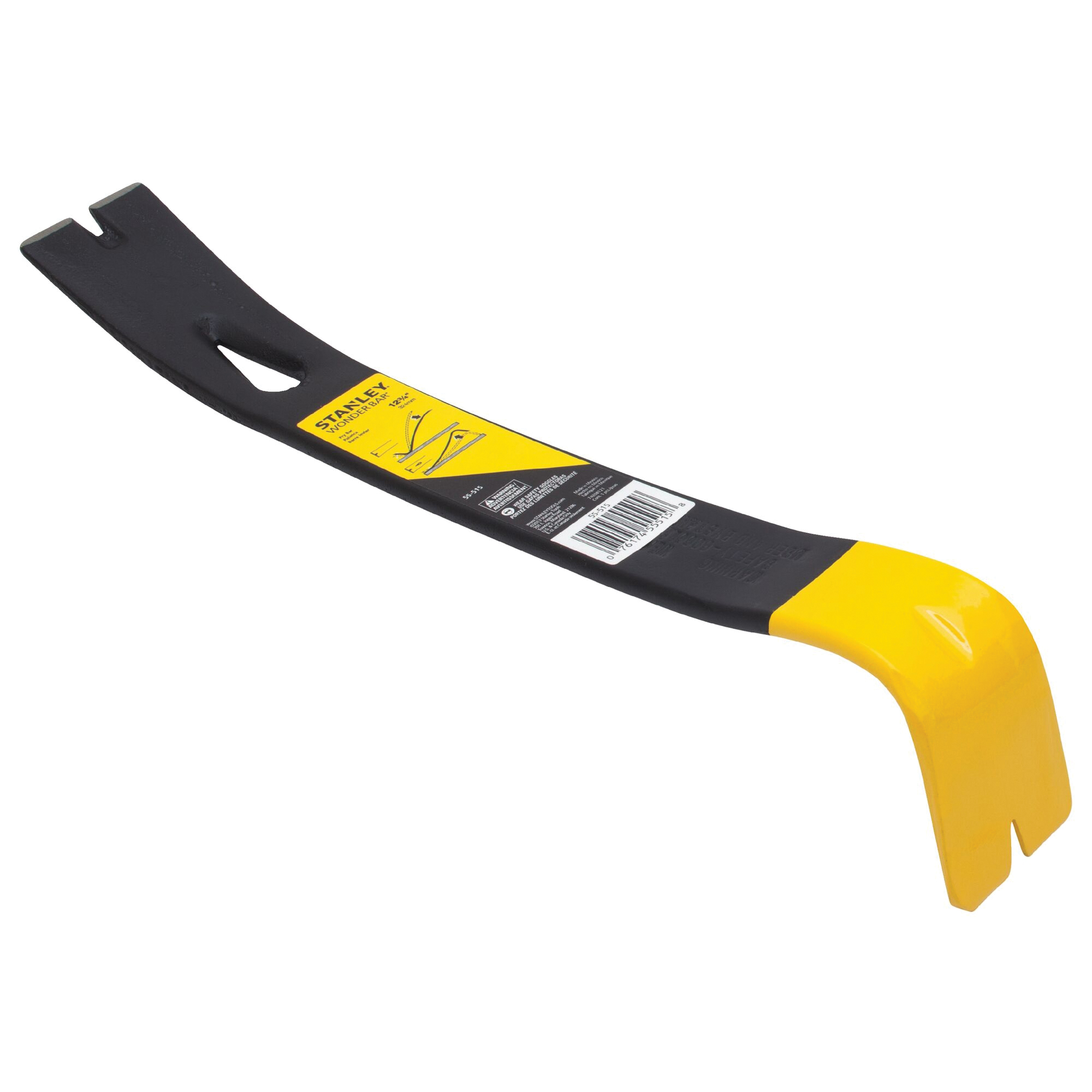 Wonder Bar 55-515 Pry Bar, 12-3/4 in L, Beveled Tip, 1-3/4 in Claw Blade Width Tip, HCS, Black/Yellow