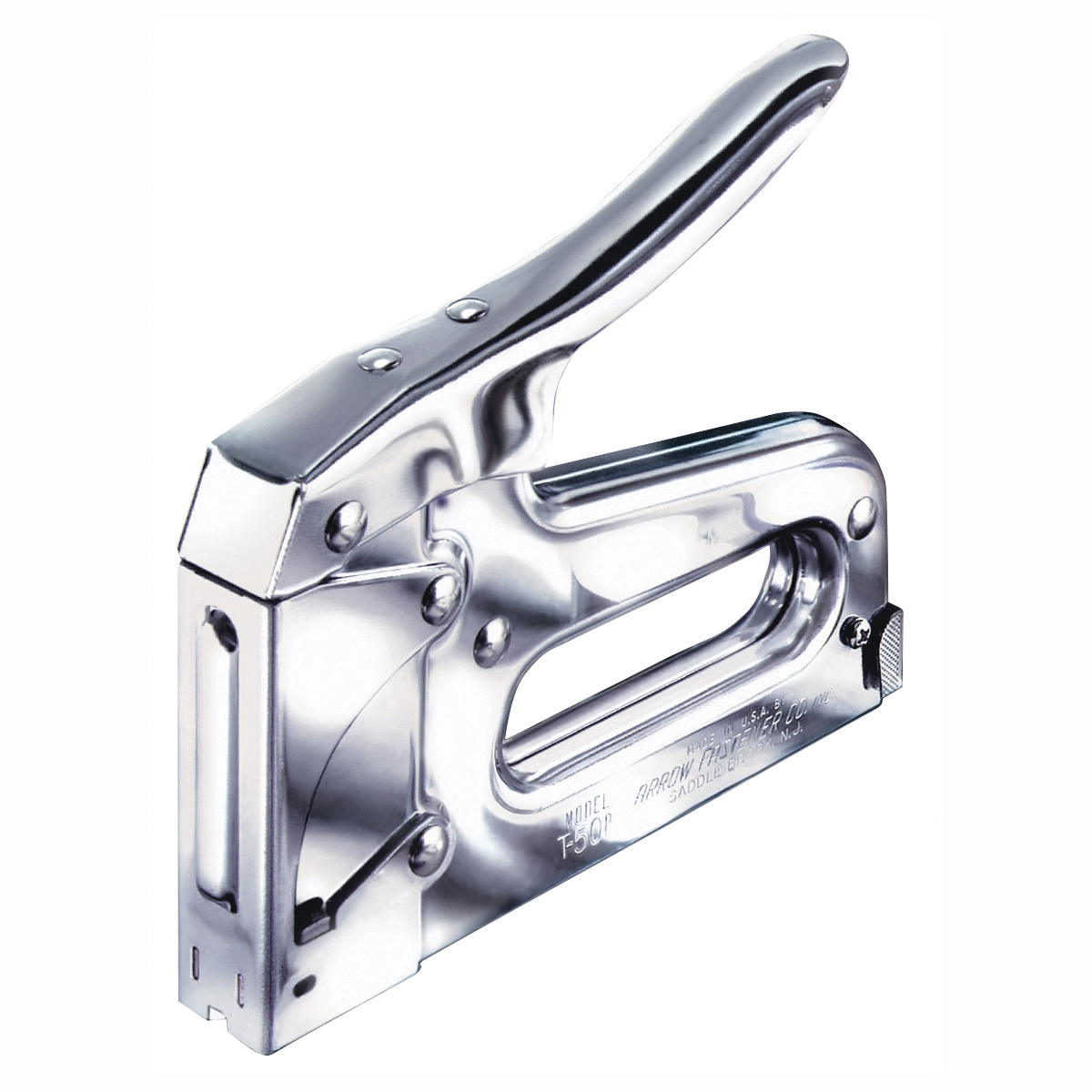 T50 Staple Gun, T50 Staple, 3/8 in W Crown, 1/4 to 9/16 in L Leg, Steel Staple