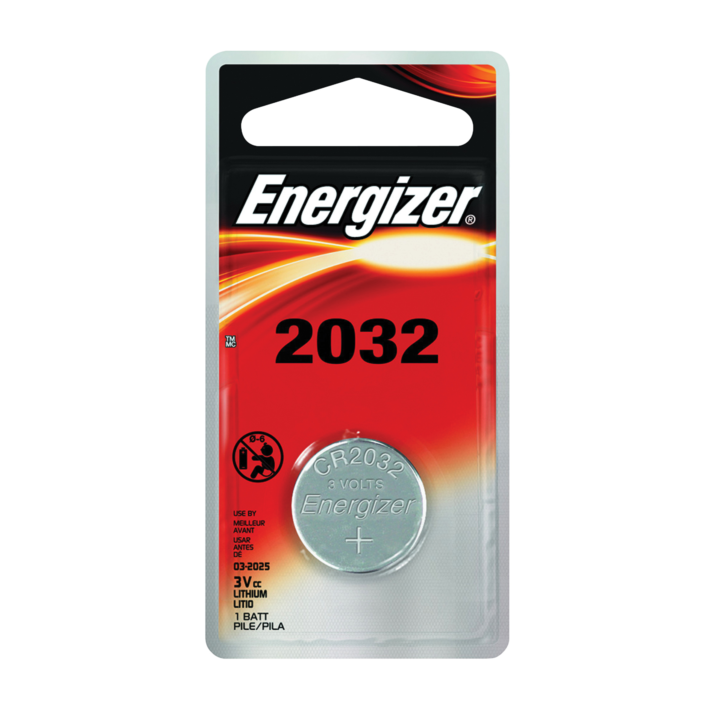 ECR2032BP Coin Cell Battery, 3 V Battery, 235 mAh, CR2032 Battery, Lithium, Manganese Dioxide, 1 pk