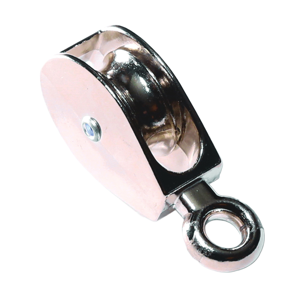 0174ZD-1/2 Tackle Pulley, 5/32 in Rope, 1/2 in Sheave, Eye Attachment, Polished