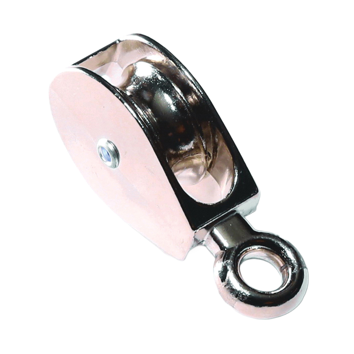 0174ZD-3/4 Tackle Pulley, 3/16 in Rope, 11 lb Working Load, 3/4 in Sheave, Fixed Eye Attachment, Zinc-Plated