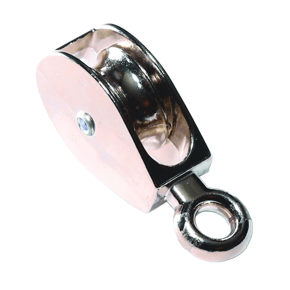 0174ZD-2-1/2 Tackle Pulley, 1/2 in Rope, 30 lb Working Load, 2-1/2 in Sheave, Fixed Eye Attachment, Zinc-Plated