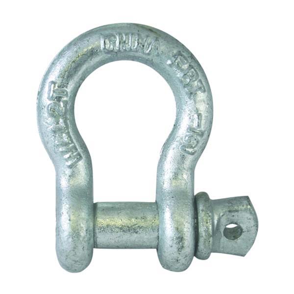 3/16 Anchor Shackle, 3/16 in Trade, 0.25 ton Working Load, 3/16 in Dia Wire, Commercial Grade, Steel, Galvanized