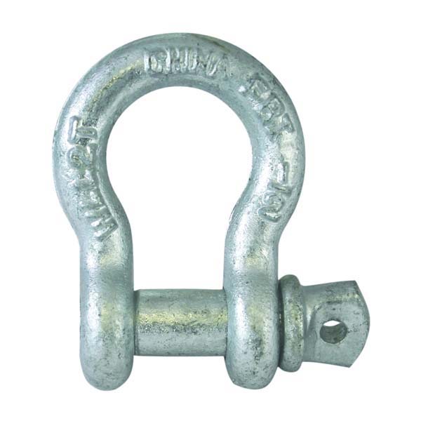 5/16 Anchor Shackle, 5/16 in Trade, 0.5 ton Working Load, Commercial Grade, Steel, Galvanized