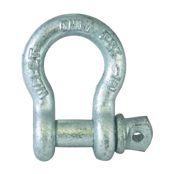 3/8 Anchor Shackle, 3/8 in Trade, 0.75 ton Working Load, Commercial Grade, Steel, Galvanized