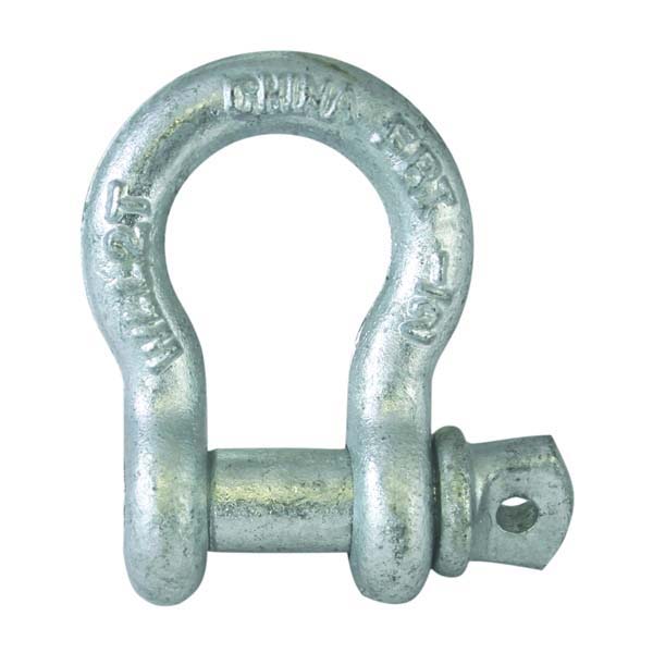 1/2 Anchor Shackle, 1/2 in Trade, 1.5 ton Working Load, Commercial Grade, Steel, Galvanized