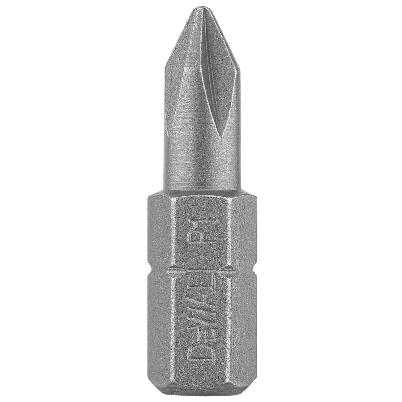 DW2001 Screwdriving Bit, #1 Drive, Phillips Drive, 1/4 in Shank, Hex Shank, 1 in L, Steel