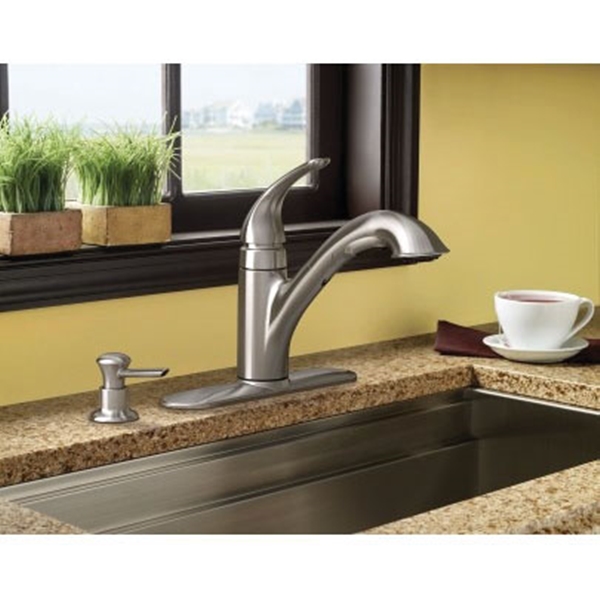 Moen Caprillo CA87550SRSSD Kitchen Faucet, 1.5 gpm, 1-Faucet Handle, Stainless Steel, Stainless Steel - 1
