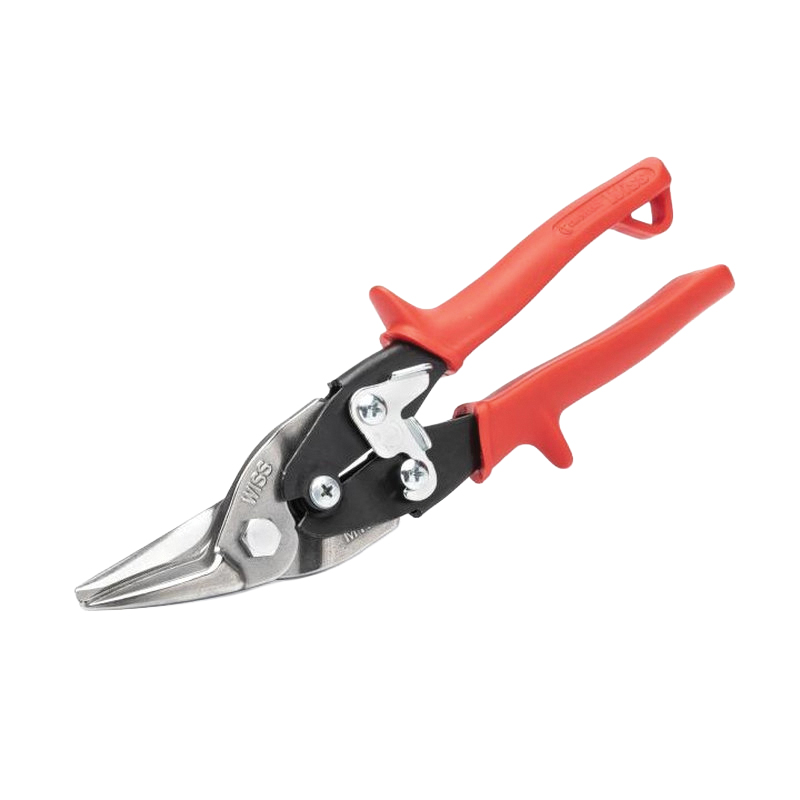 M1R Aviation Snip, 9-3/4 in OAL, 1-1/2 in L Cut, Left Cut, Molybdenum Steel Blade, Contour-Grip Handle, Red Handle
