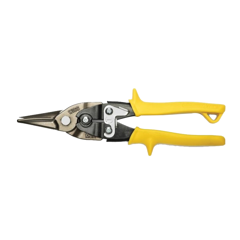 M3R Aviation Snip, 9-3/4 in OAL, 1-1/2 in L Cut, Straight Cut, Molybdenum Steel Blade, Non-Slip Grip Handle, Yellow Handle