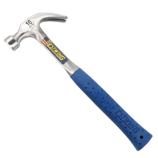 E3-16C Nail Hammer, 16 oz Head, Curved Claw, Smooth Head, Steel Head, 13 in OAL