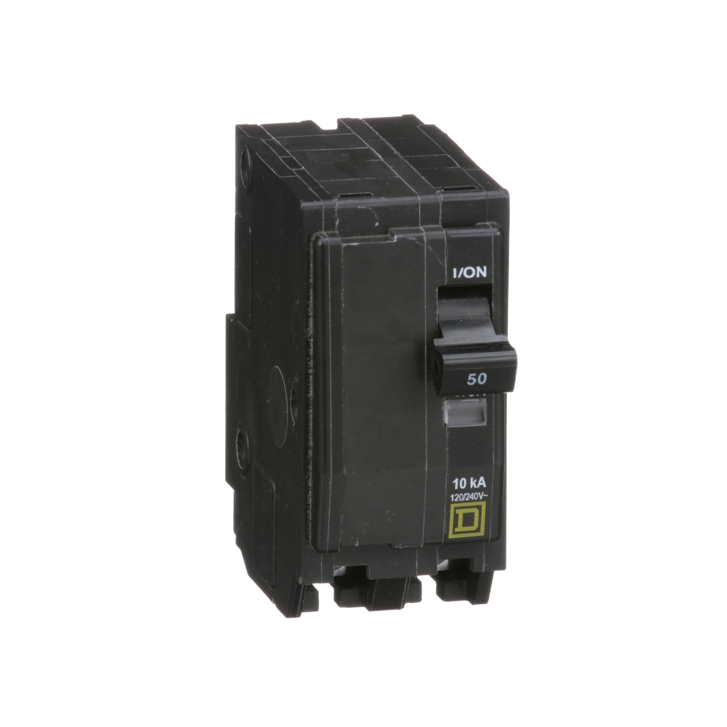 QO250C Miniature Circuit Breaker, 50 A, 2-Pole, 120/240 VAC, 48 VDC, Plug Mounting, Black