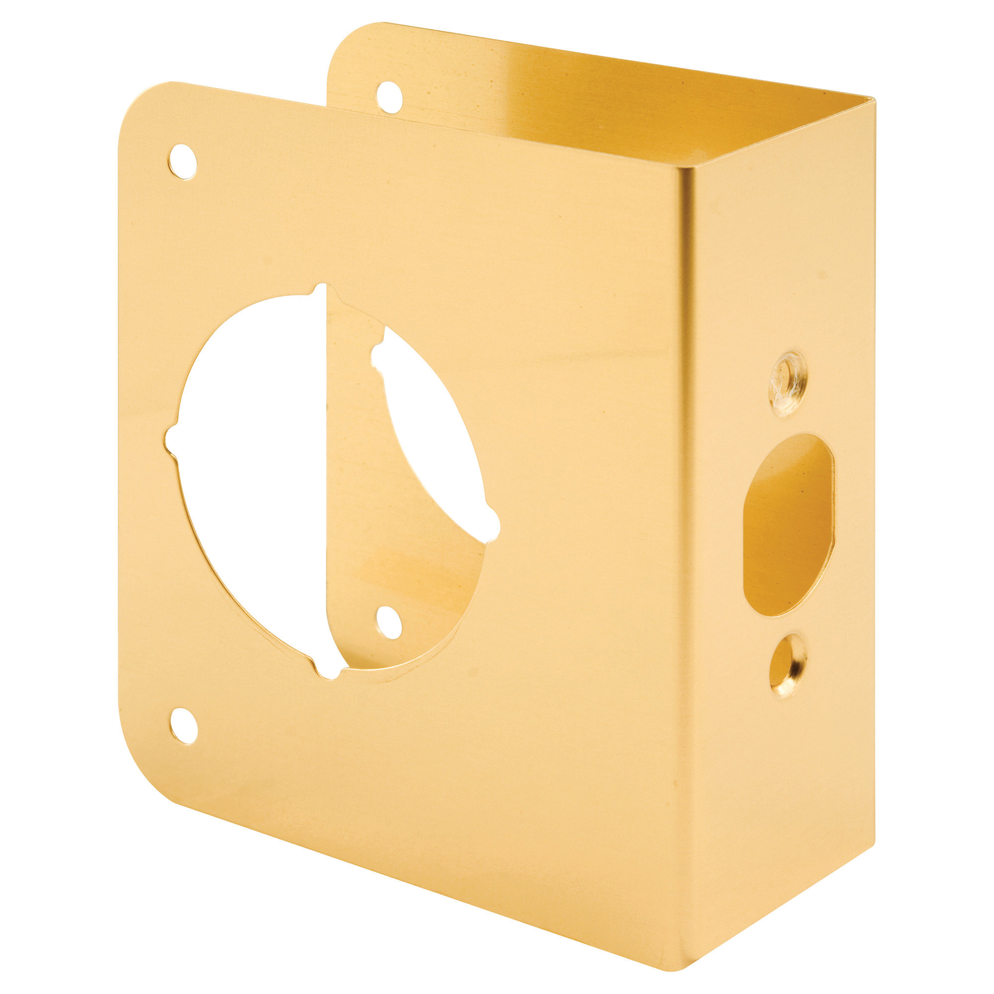 U 9556 Lock and Door Reinforcer, 2-3/8 in Backset, 1-3/4 in Thick Door, Brass, Bright Brass, 4-1/2 in H