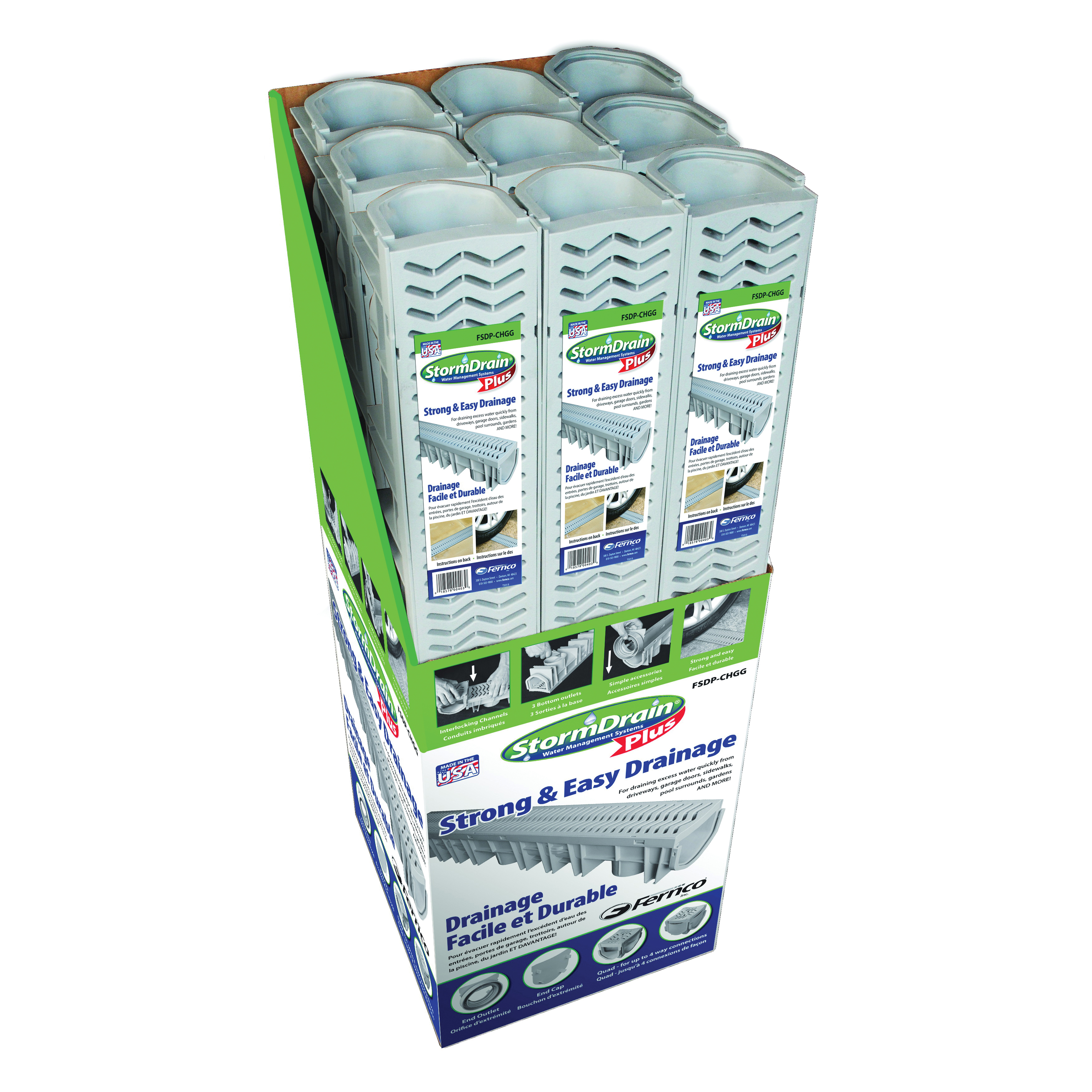 StormDrain FSDP-CHGG Channel with Grate, 39-1/2 in L, Polypropylene