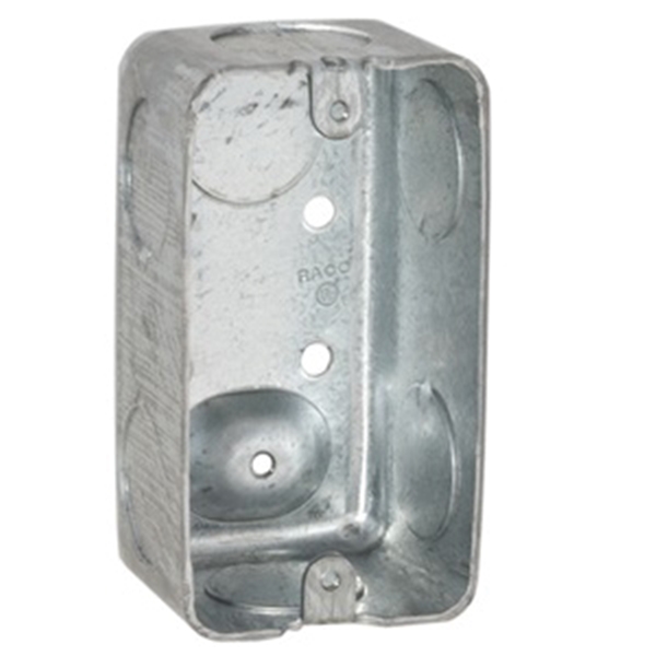 8663 Handy Box, 1 -Gang, 7 -Knockout, 3/4 in Knockout, Steel, Gray
