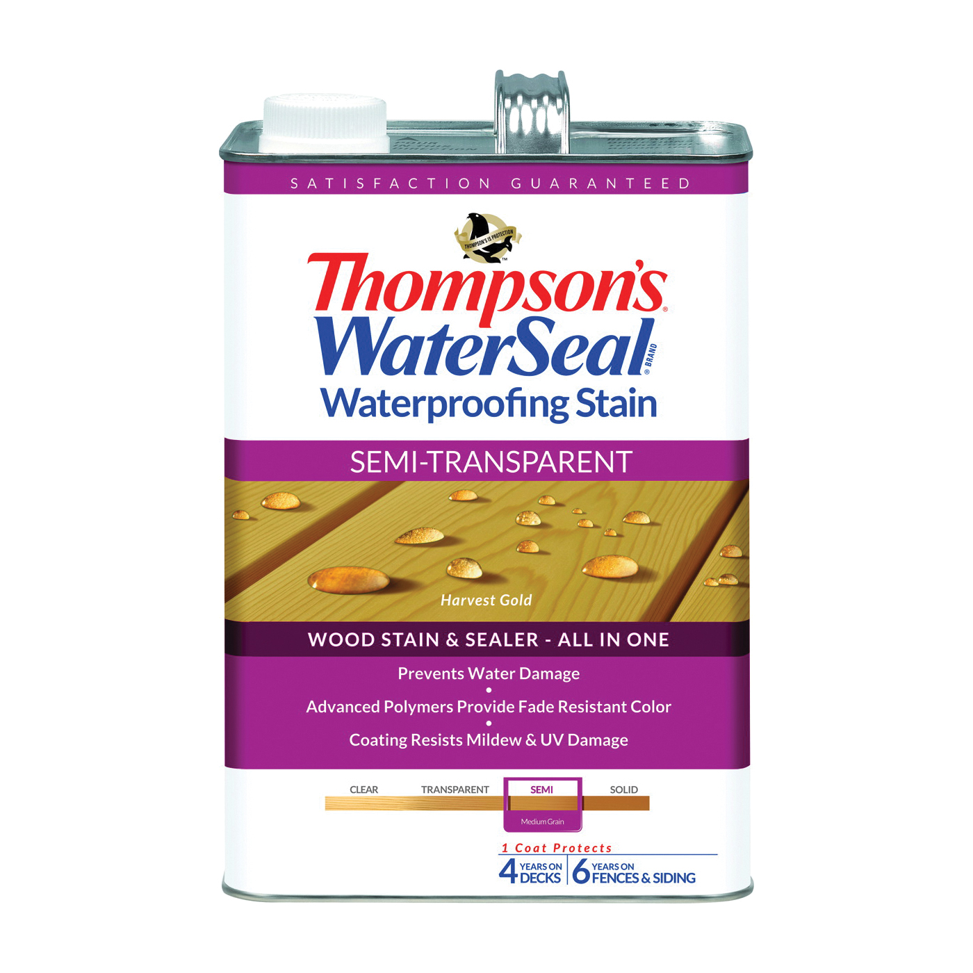 TH.042811-16 Waterproofing Stain, Semi- Transparent, Harvest Gold, 1 gal, Can