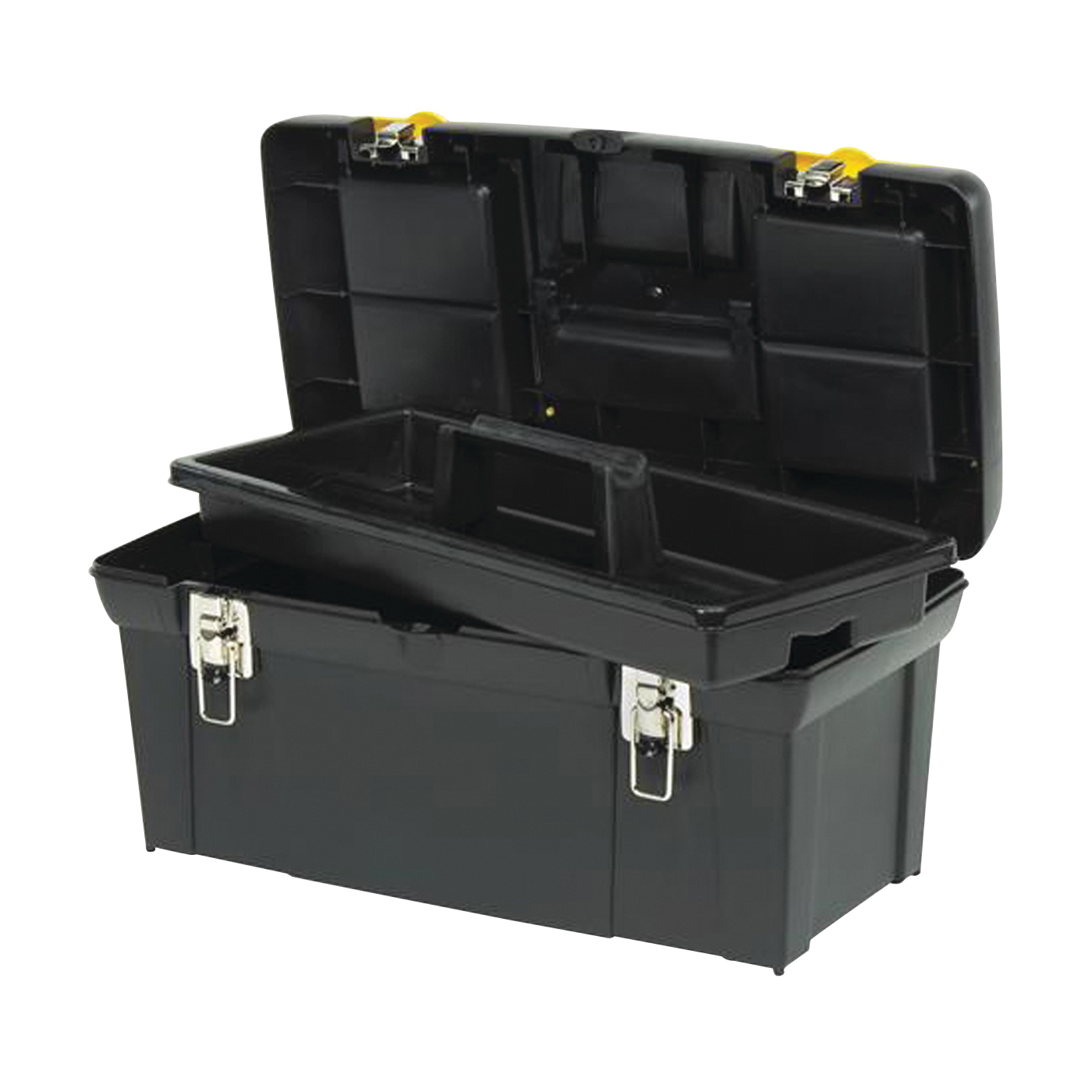 2000 Series 024013S Tool Box with Tray, 8.1 gal, Metal/Plastic, Black/Yellow, 12-Compartment