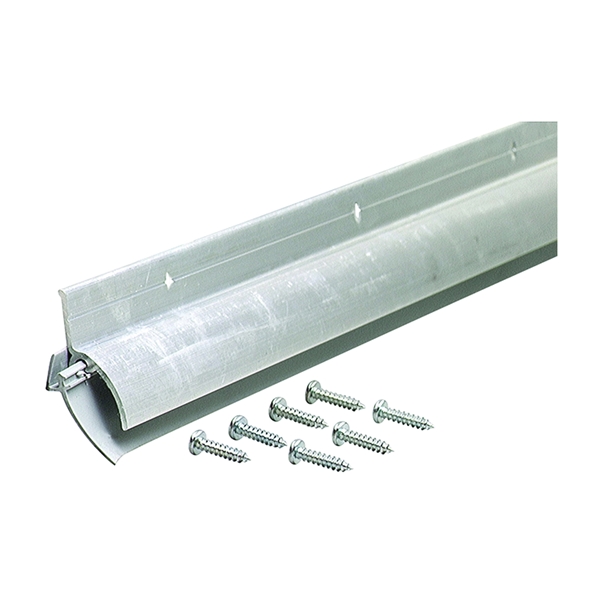 68726 Door Sweep with Drip Cap, 36 in L, 3/4 in W, 1-7/8 in H, Aluminum Flange, Vinyl Insert, Silver