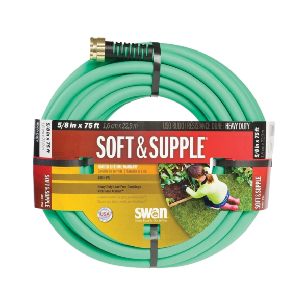 SNSS58075 Garden Hose, 5/8 in, 75 ft L, Rubber/Vinyl, Green