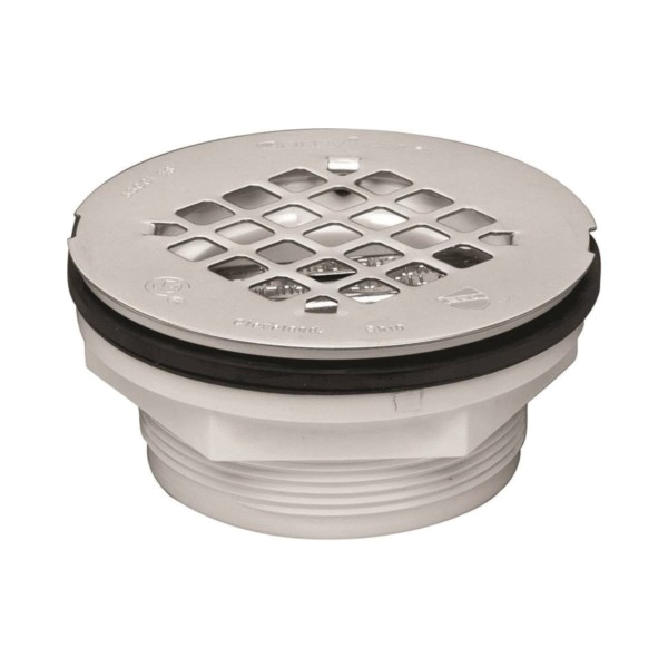 42099 Shower Drain, PVC, White, Specifications: Snap-In Cover Design, Round Shape, For: 2 in SCH 40 DWV Pipes