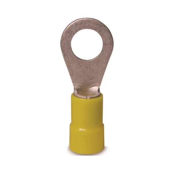 10-107 Ring Terminal, 600 V, 12 to 10 AWG Wire, 12 to 1/4 in Stud, Vinyl Insulation, Copper Contact