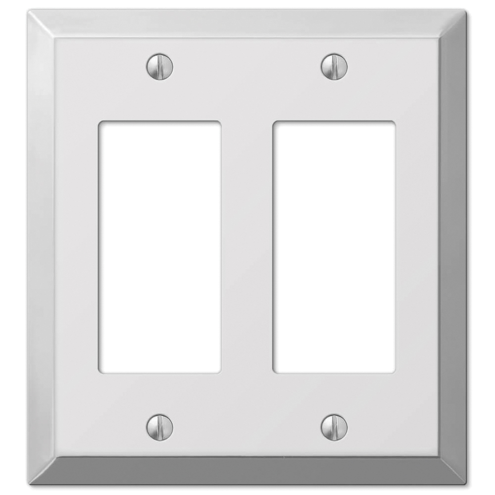 161RR Switch Wallplate, 4-15/16 in L, 4-9/16 in W, 2 -Gang, Steel, Chrome, Polished