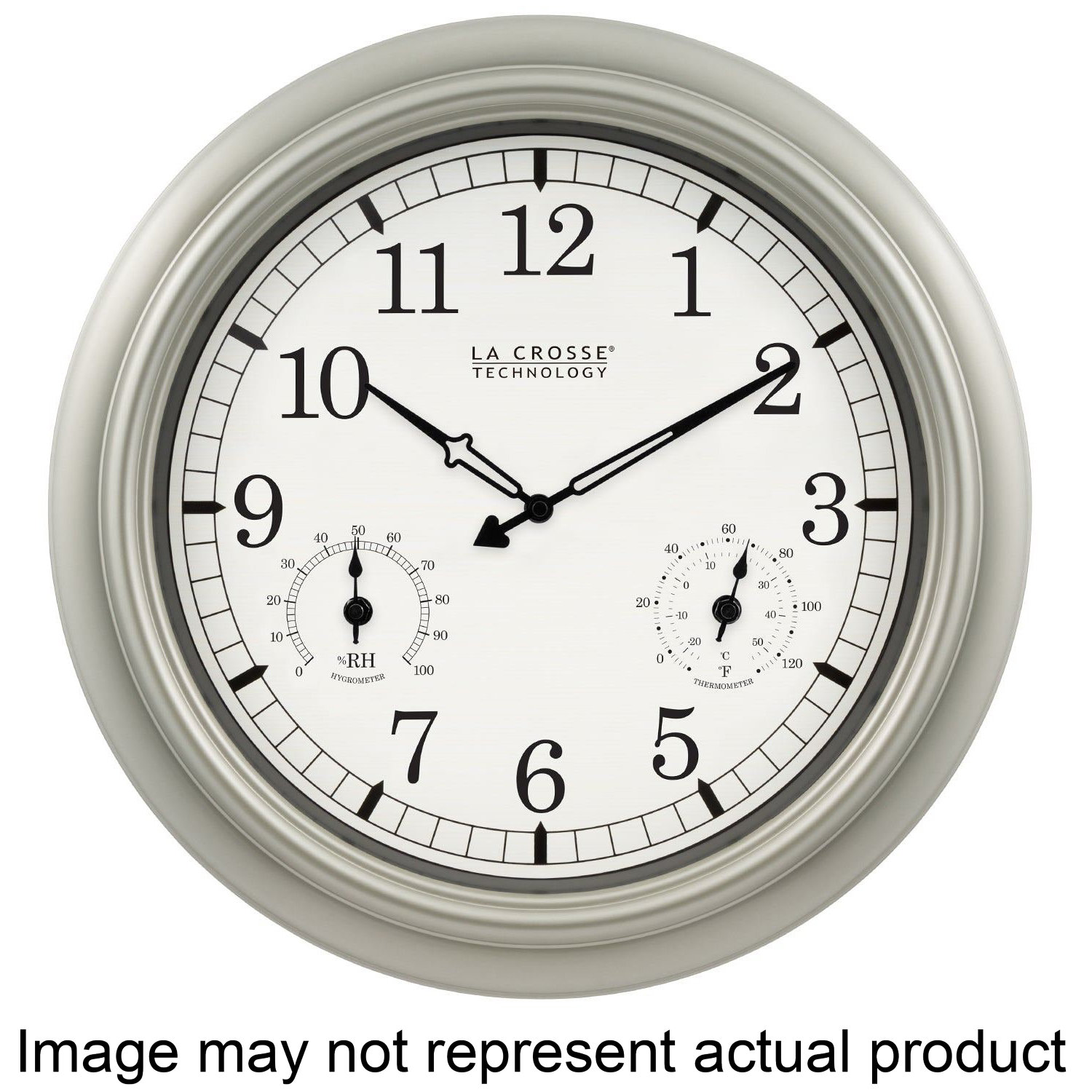 WT-3181PL-Q Clock, Round, Silver Frame, Plastic Clock Face, Analog