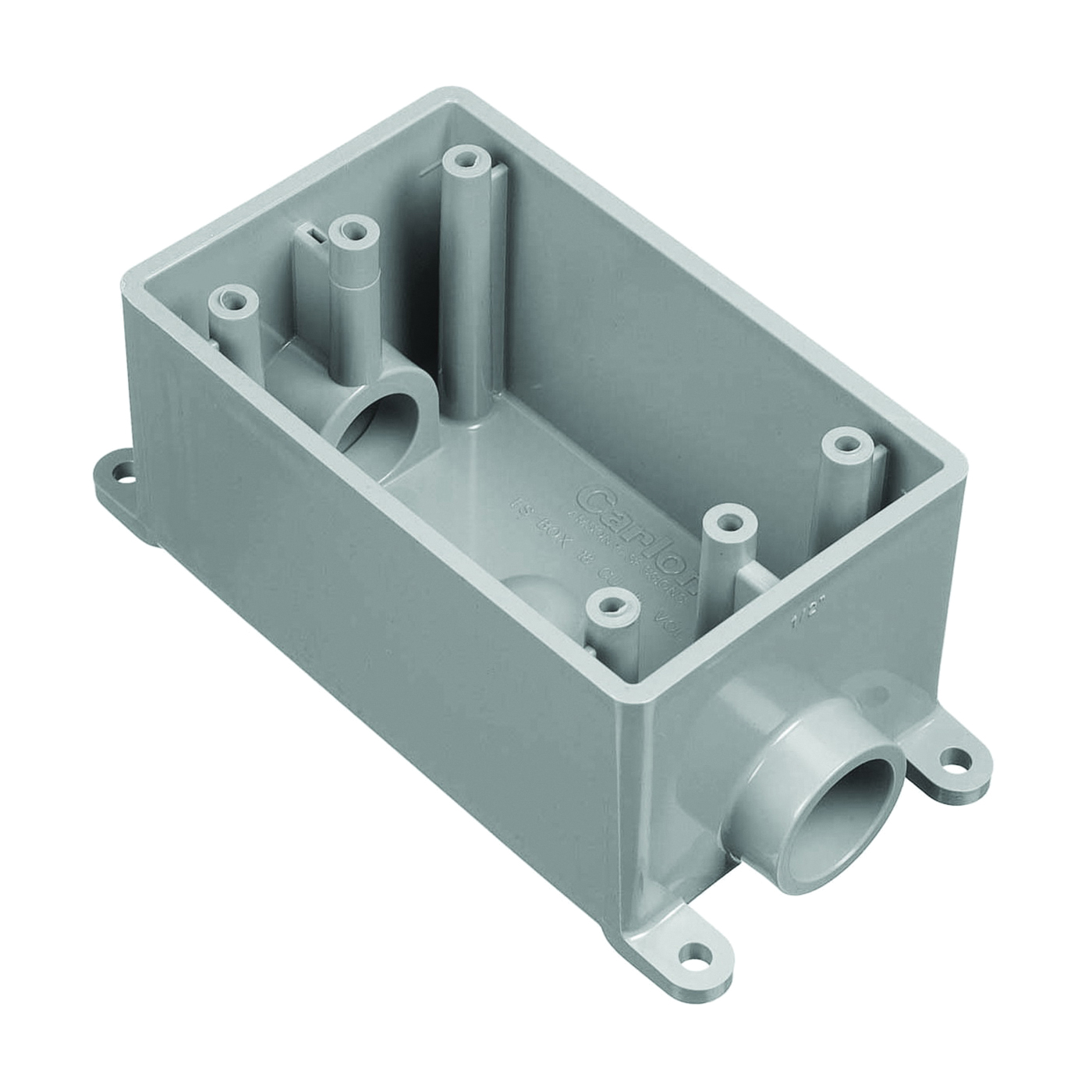 E981EFN-CTN Switch Box, 1 -Gang, 2 -Outlet, PVC, Gray, Polished