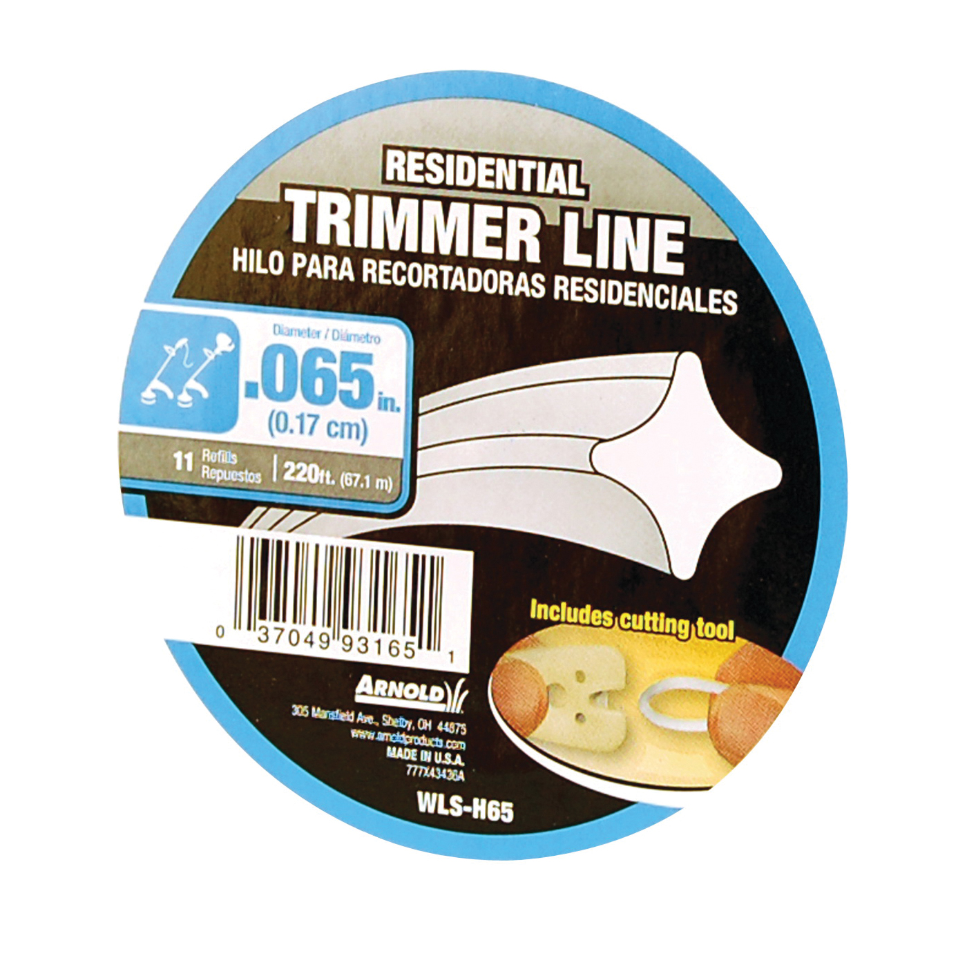 WLS-H65 Trimmer Line, 0.065 in Dia, 220 ft L, Nylon, Clear