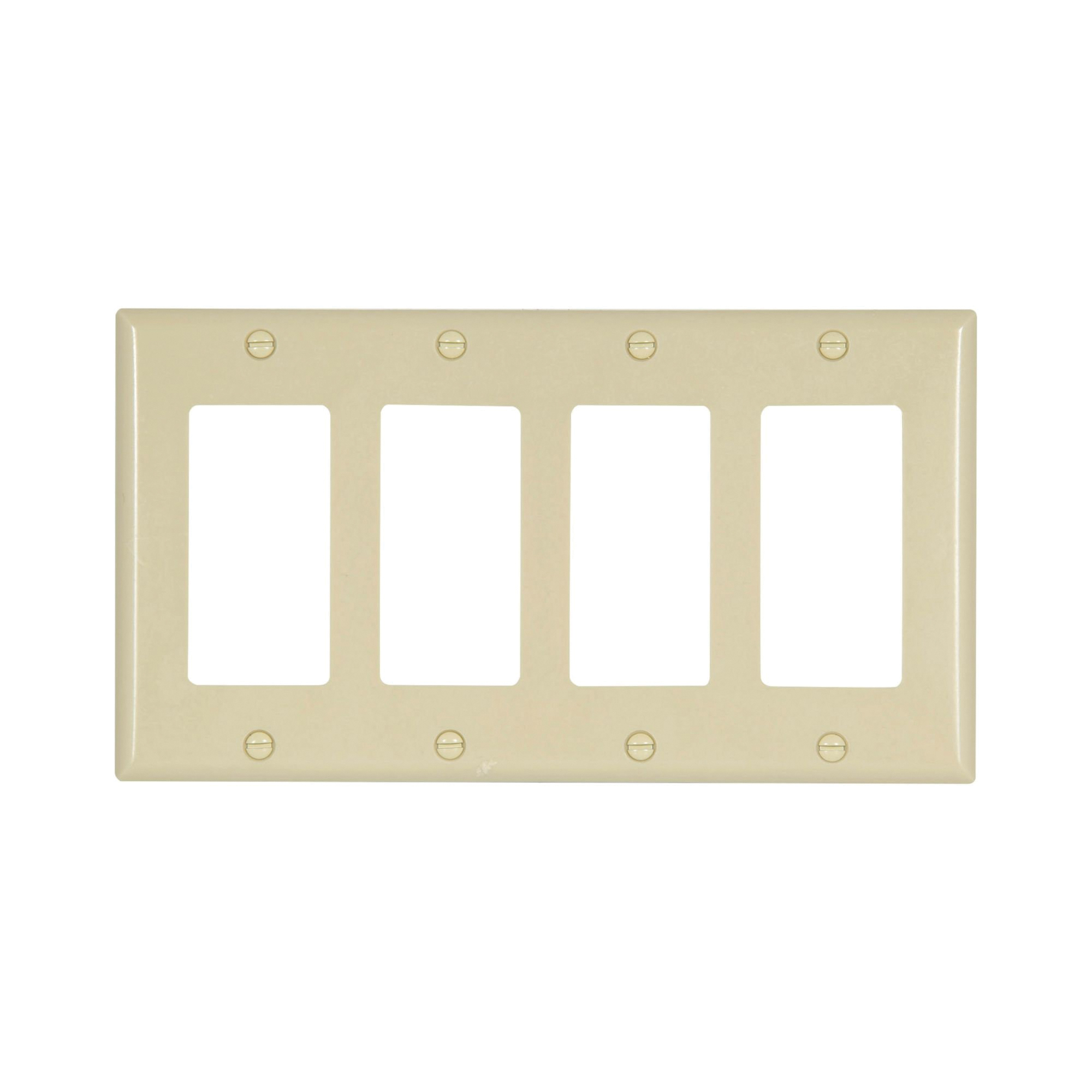 Eaton Cooper Wiring 2164 2164V-BOX Switch Wallplate, 4-1/2 in L, 8.19 in W, 4 -Gang, Thermoset, Ivory, High-Gloss