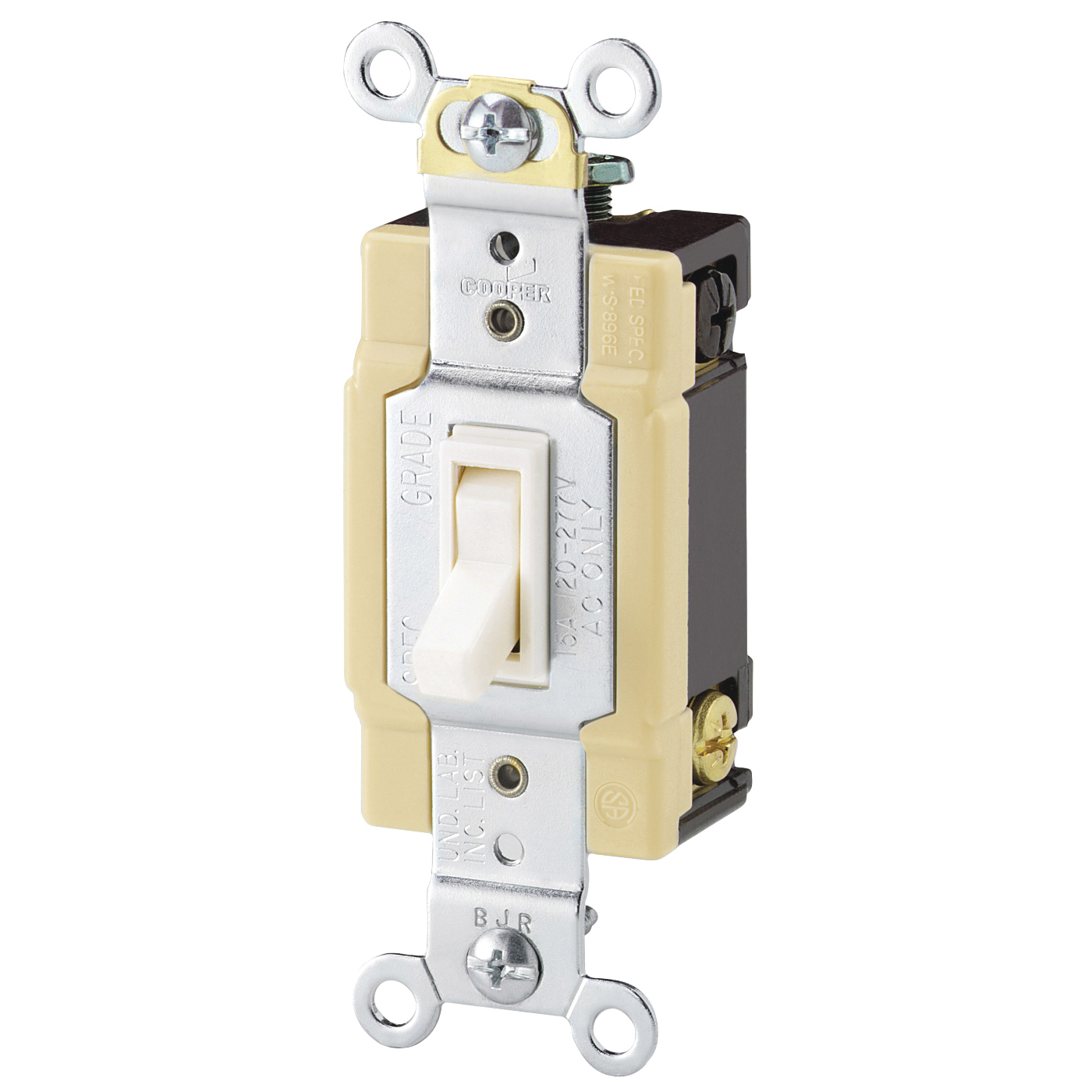 Wiring Devices 1242-7V-BOX Toggle Switch, 4 -Pole, 15 A, 120 V, Lead Wire Terminal, Ivory