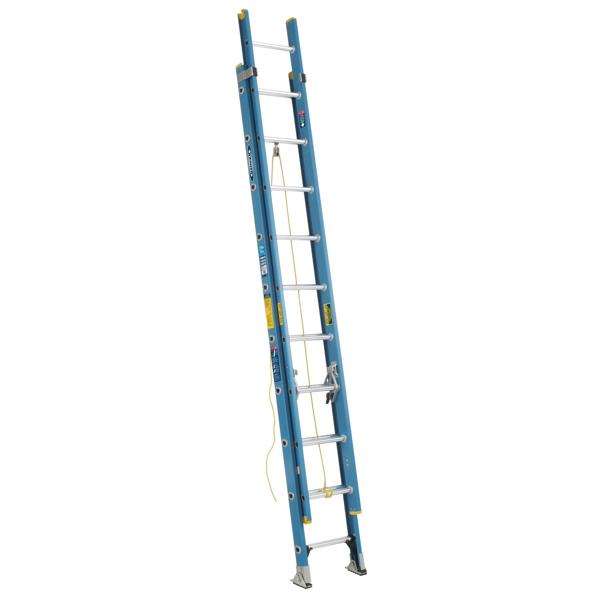 WERNER D6020-2 20 ft. Extension Ladder, 19 ft. Reach, 250 lb, Fiberglass