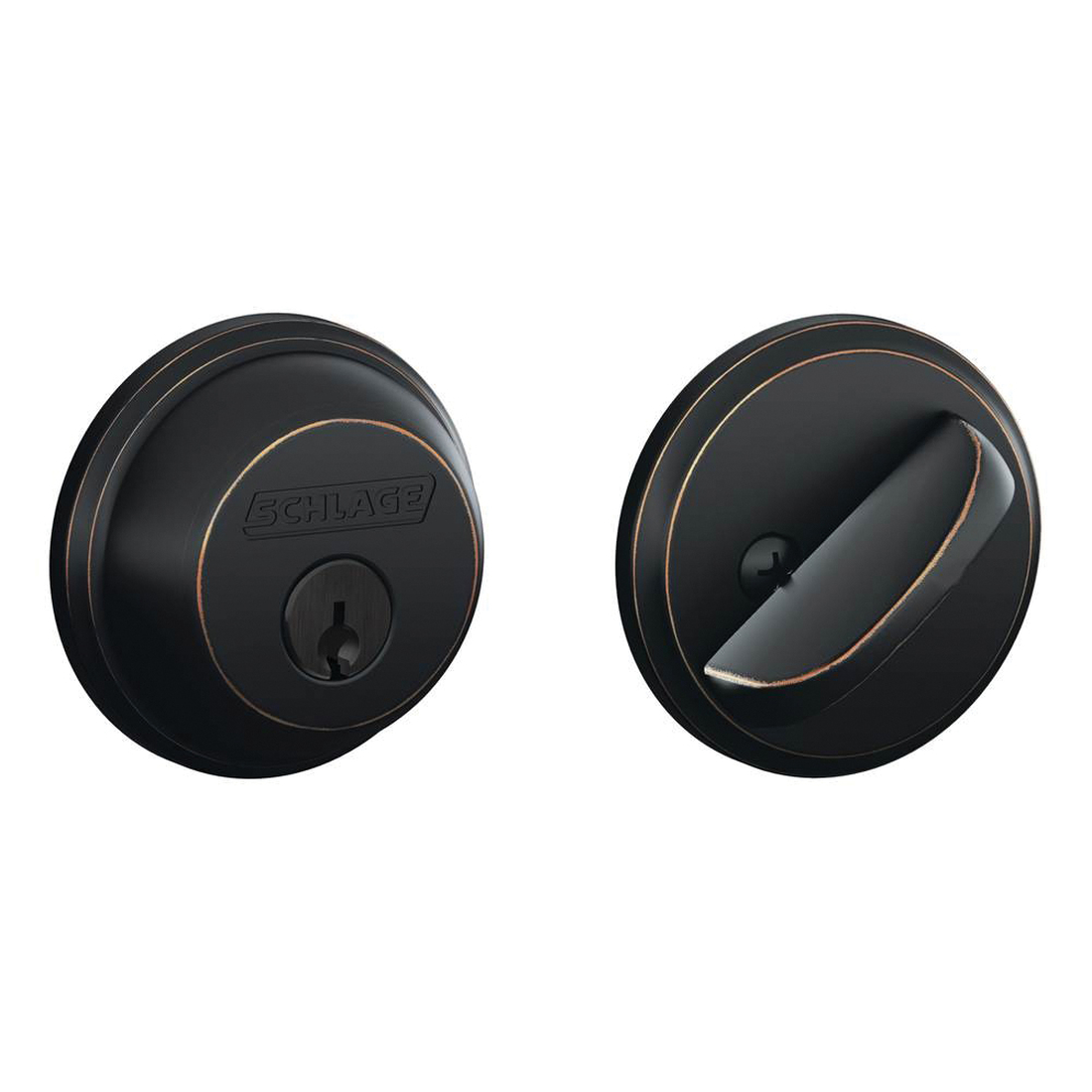 B60NV716 Deadbolt, 1 Grade, Metal, Aged Bronze, 2-3/8 to 2-3/4 in Backset, C, SC1 Keyway