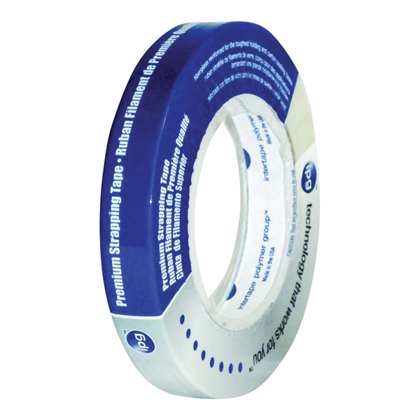 9718 Strapping Tape, 60 yd L, 1-7/8 in W, Fiberglass/Polypropylene Backing, Natural