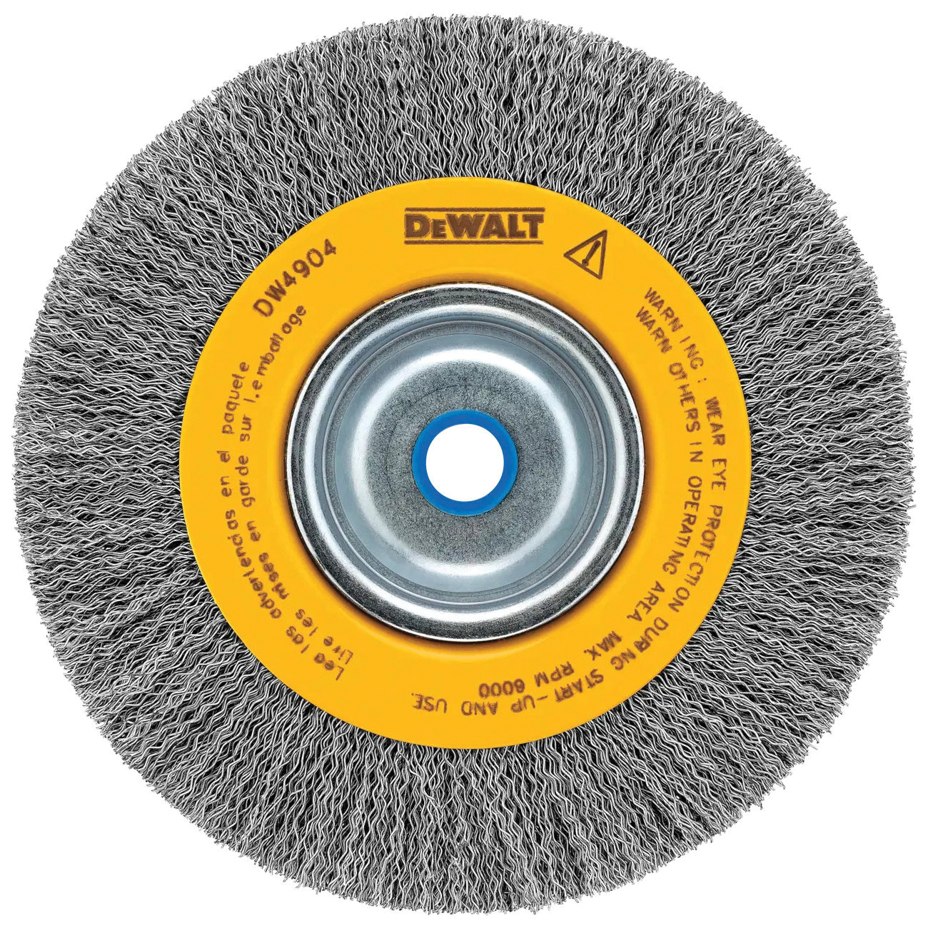 HP DW4904 Wire Wheel Brush, 6 in Dia, 5/8 to 1/2 in Arbor/Shank, Crimped, Knotted Bristle, 0.014 in Dia Bristle
