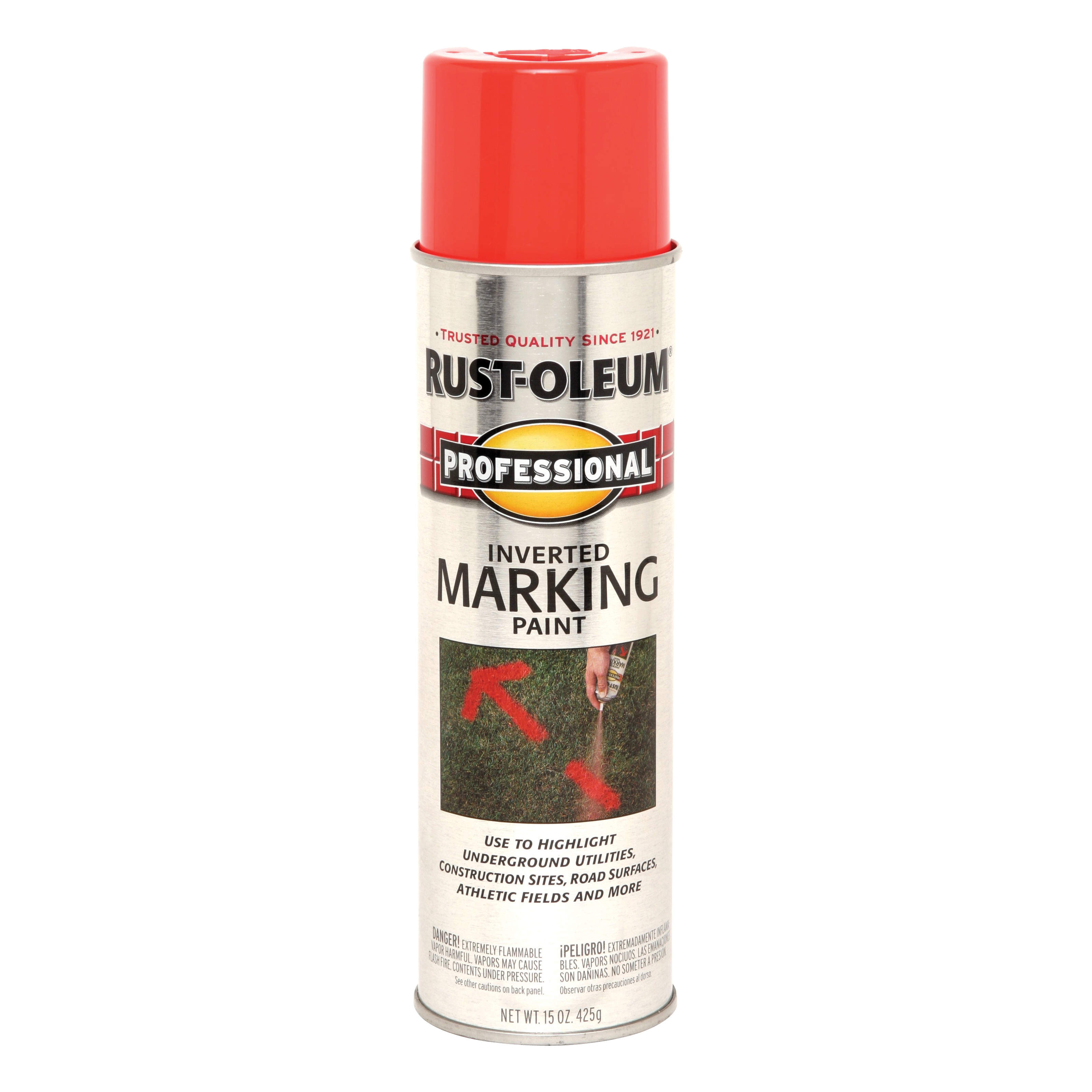 2558838 Inverted Marking Spray Paint, Flat/Semi-Gloss, Fluorescent Red/Orange, 15 oz, Can