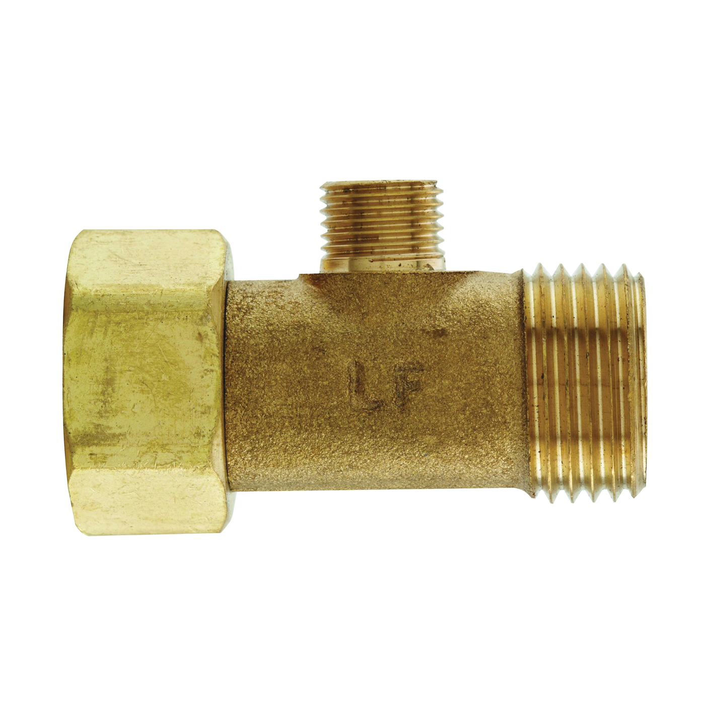 PP2039LF Tee Adapter, 1/2 x 1/2 x 1/4 in, FIP x MIP x Tube, Brass, Rough Brass